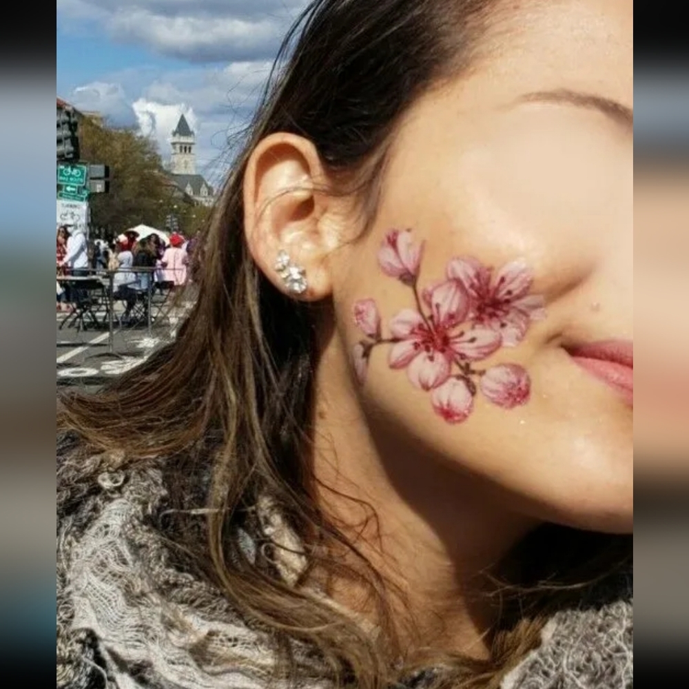 3 Pack- Cherry Blossom Temporary Tattoo -- Floral Scented!!